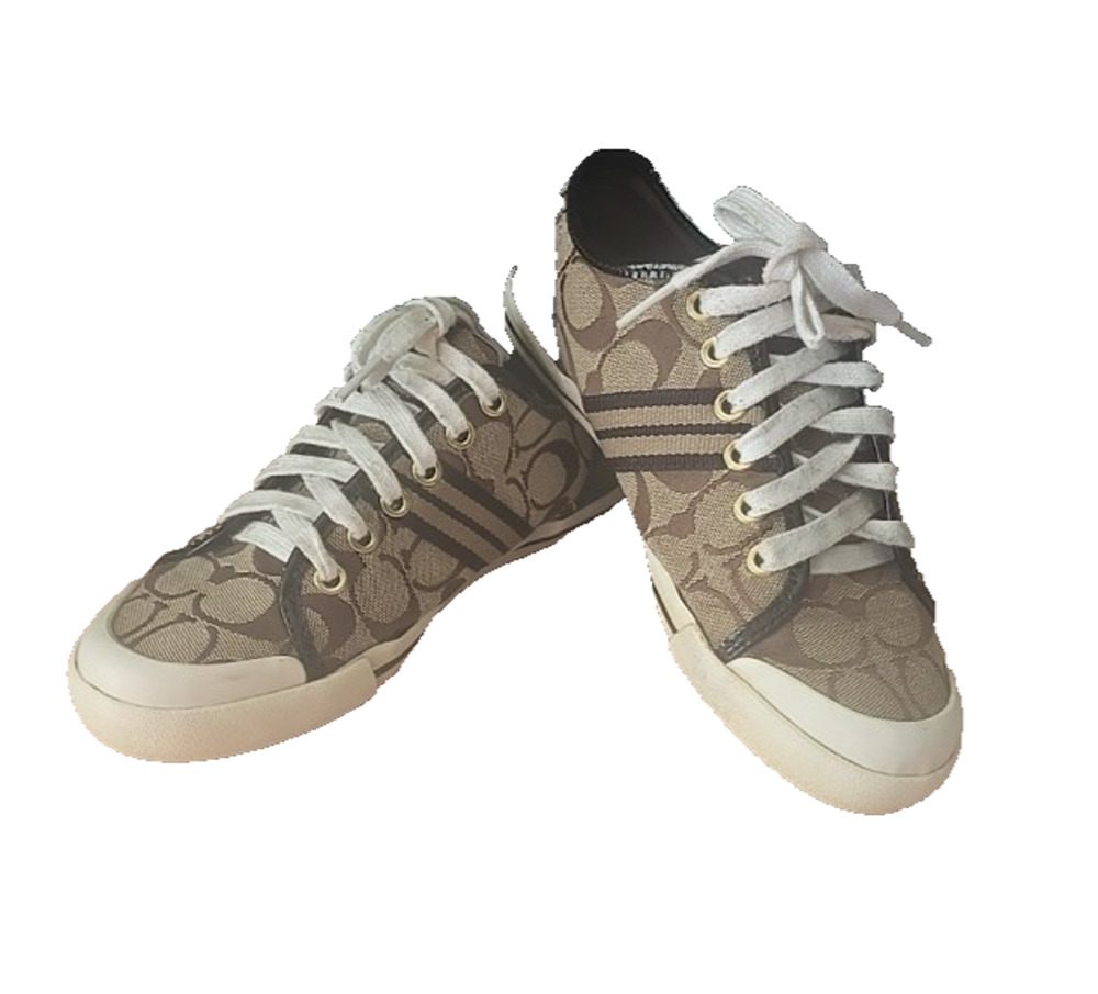 Coach Folly Signature Barrett Fashion Sneakers Tan Brown Size 5.5